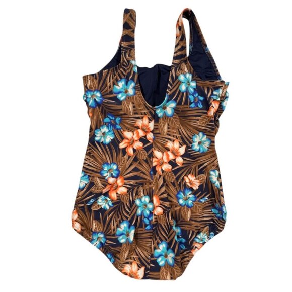 Lands’ End Mastectomy Tugless Tank Swimsuit Tropical Floral Size 10 - Picture 3 of 6